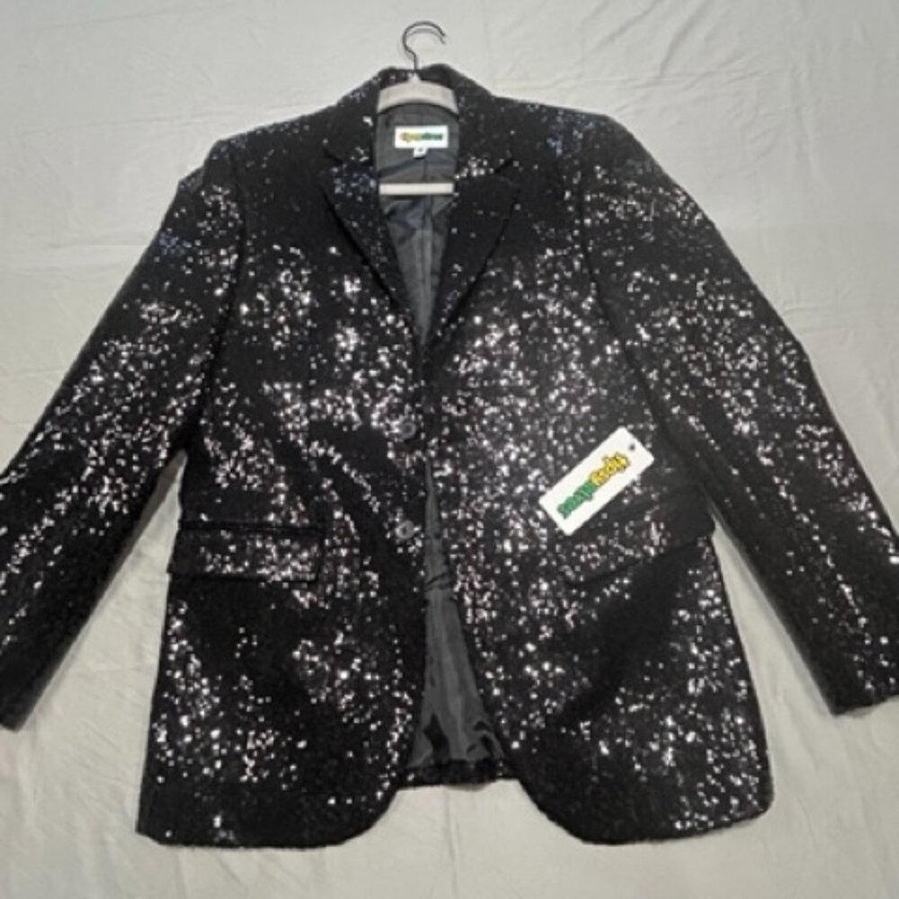 Tipsy Elves Sequin Blazer Suit Jacket Black 36